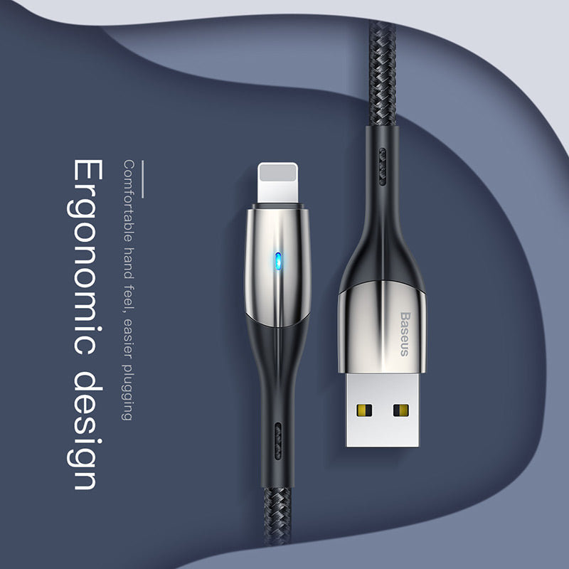 Smartkoshk horizontal illuminated nylon cable in black, cut-resistant and durable with a sleek design.