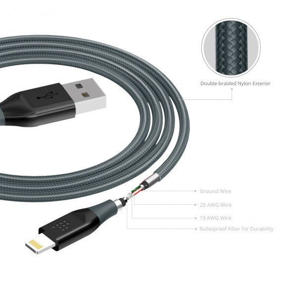 Tronsmart LTA11 MFI Double Braided Nylon 4ft Lightning Cable Gray