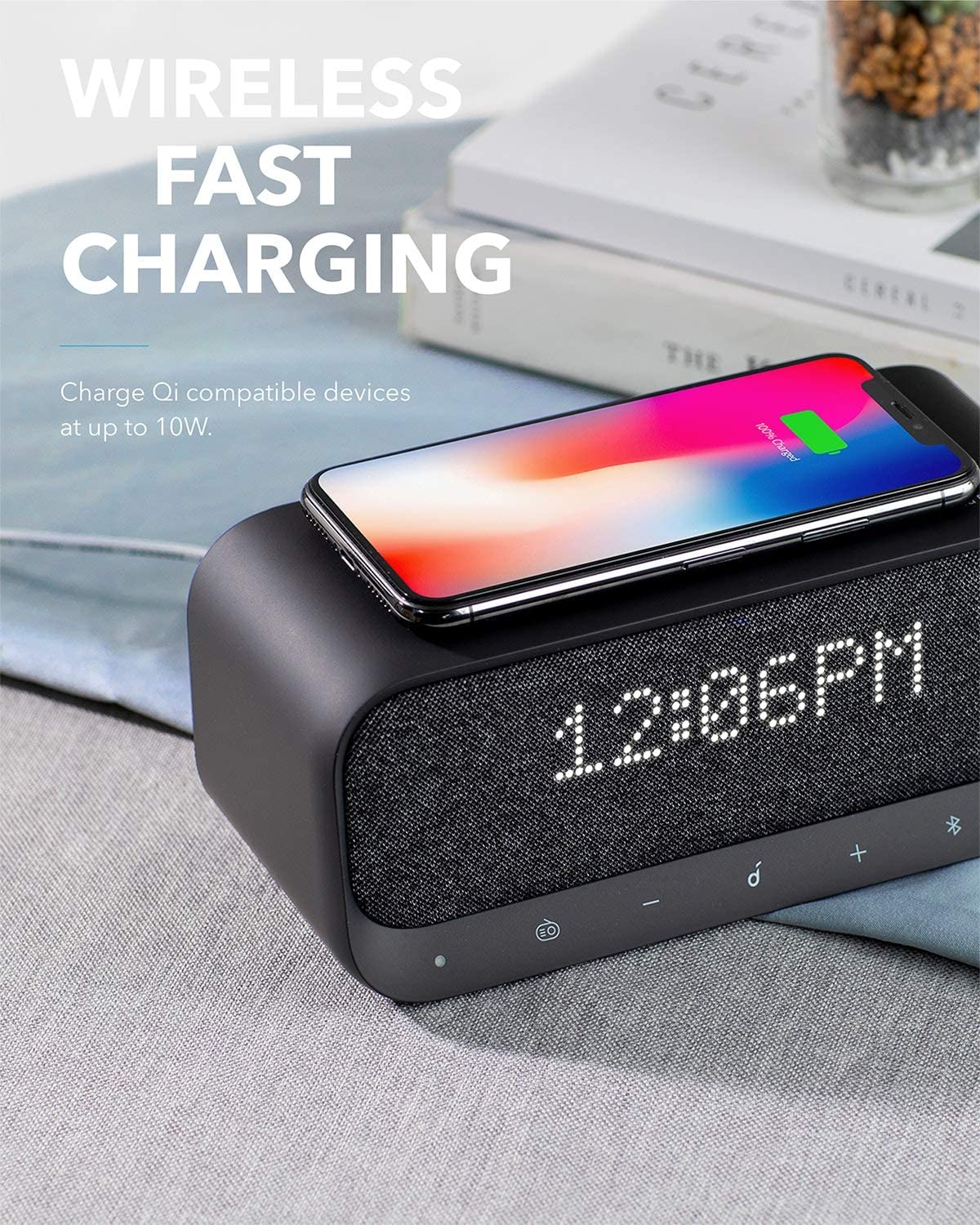 Anker Soundcore Wakey Speaker, Wireless Charger, Alarm &amp; FM Radio Black