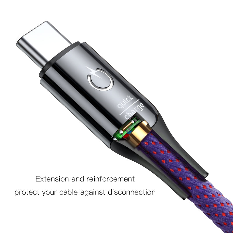 C-shaped By Baseus Light Intelligent Power-off Cable *Type C* Purple