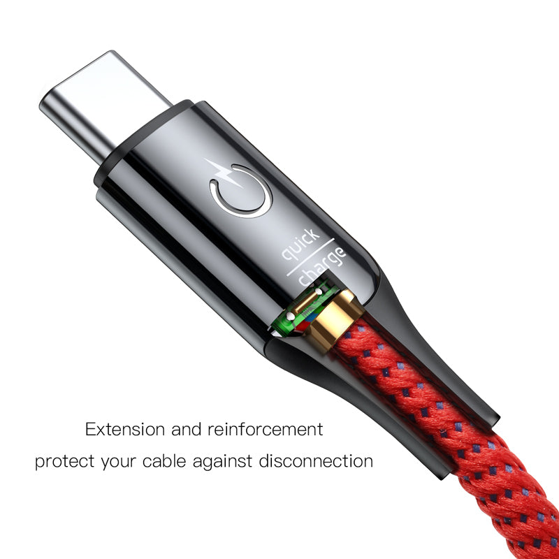 C-shaped By Baseus Light Intelligent Power-off Cable *Type C* Red