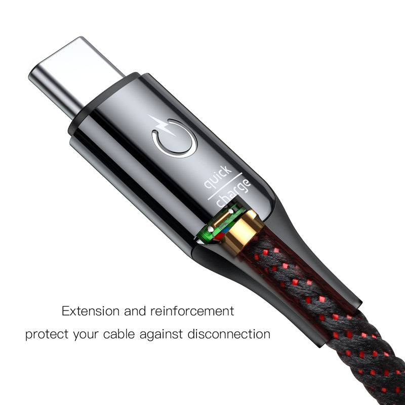 C-shaped By Baseus Light Intelligent Power-off Cable *Type C* Black