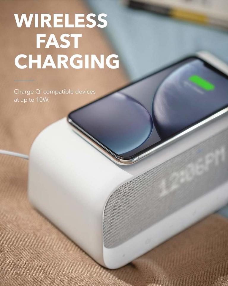 Anker Soundcore Wakey Speaker, Wireless Charger, Alarm & FM Radio White