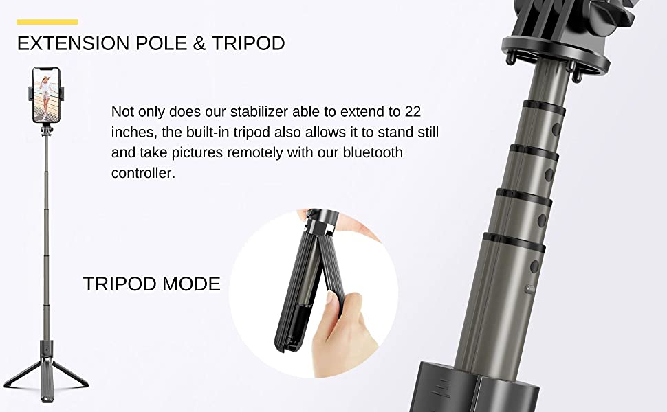 L08 Anti-Shake Gimbal Stabilizer Selfie Stick Tripod 360° Rotate