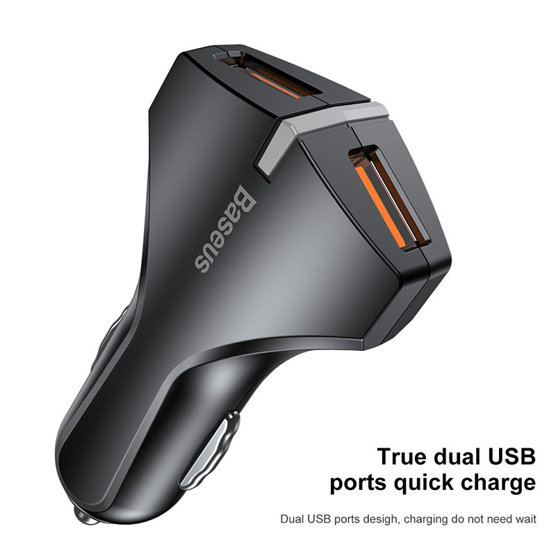 Baseus Small Rocket QC3.0 Dual-USB Car Charger Black