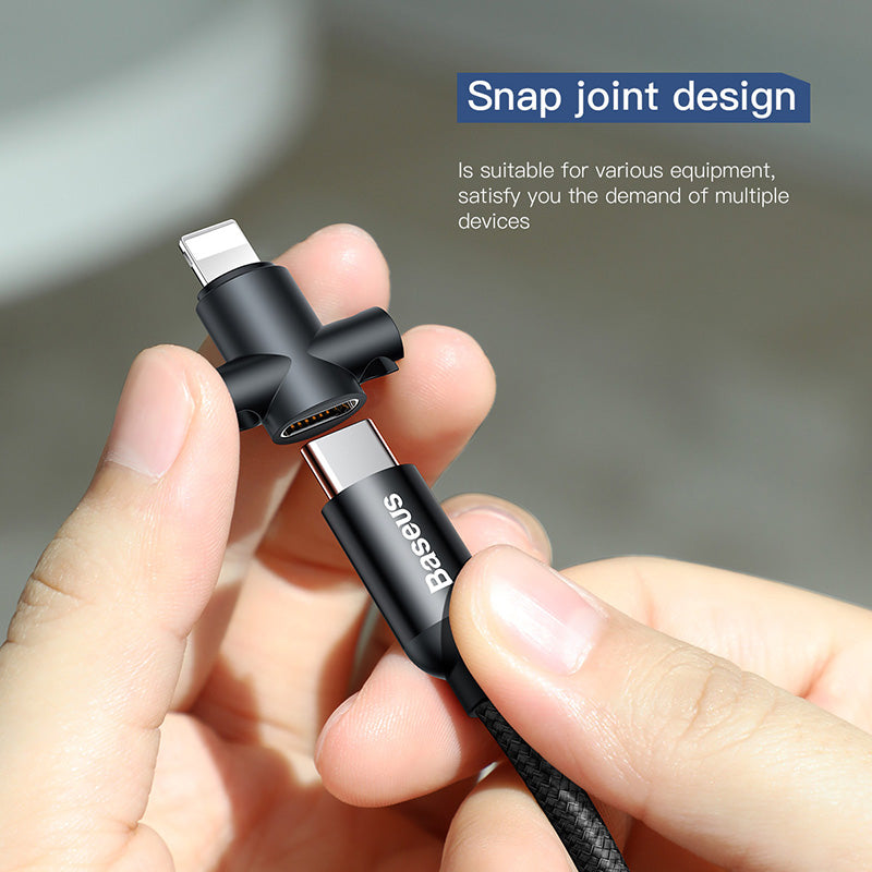 U-shaped Short PowerBank Cable 23cm For iPhone + Type C