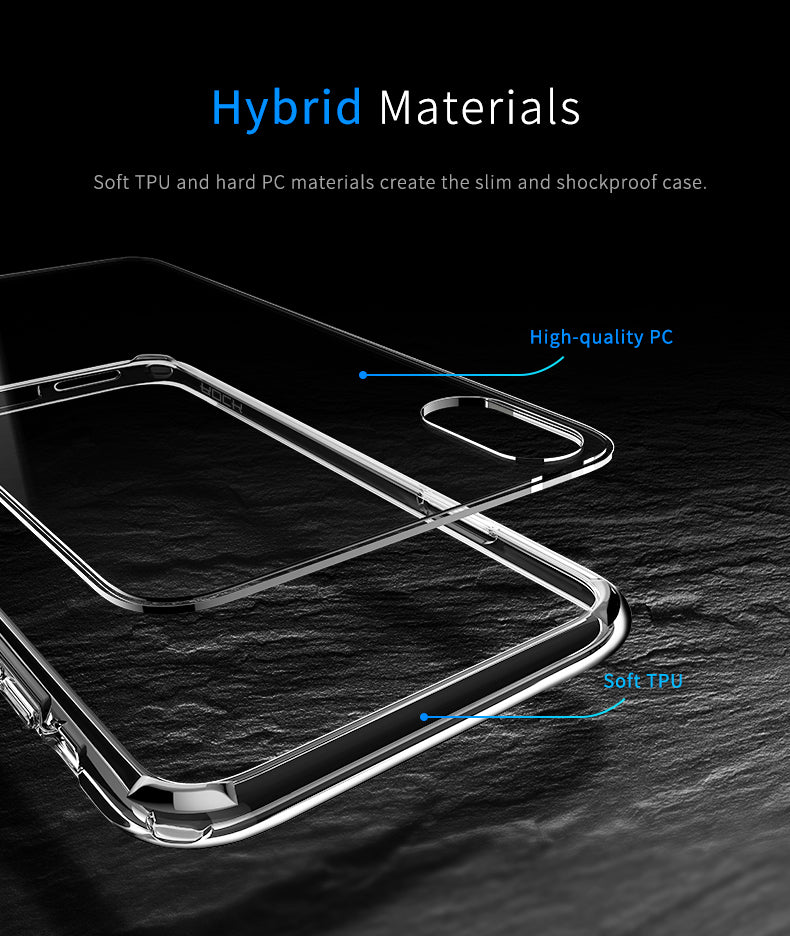 Pure Series By Rock Hard Back Case Bumper For iPhone X - Black Crystal frame