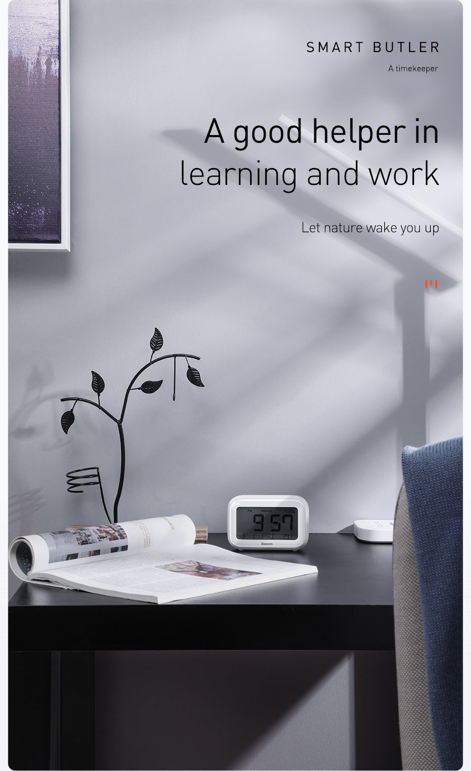 Baseus Subai Clock LCD Display, Alarm, Temperature, Touch To Snooze...