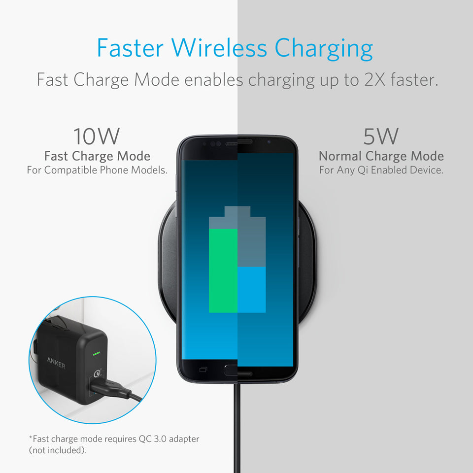 Anker PowerPort Wireless Charger 10W Pad, Black