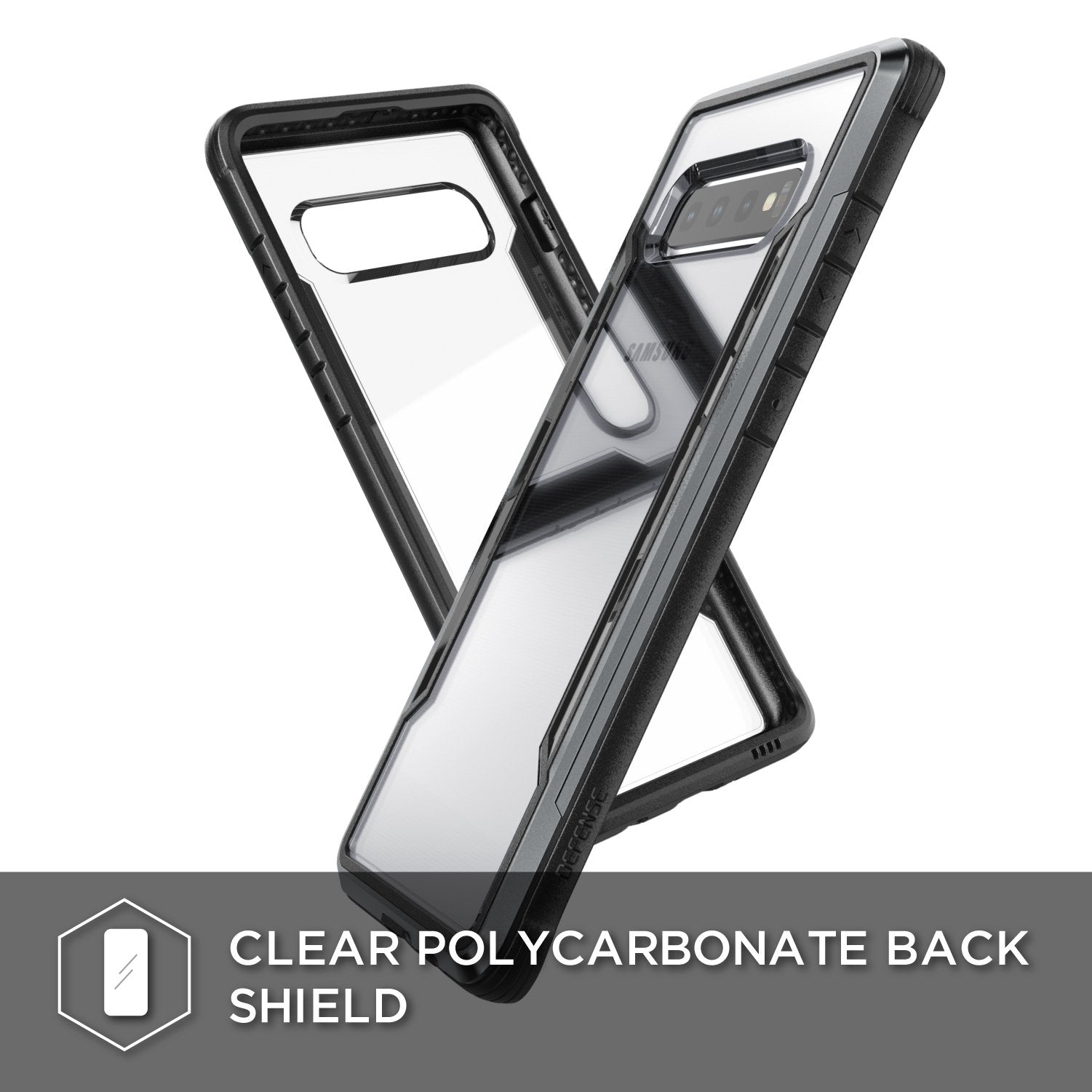 Smartkoshk Defense Shield by XDoria S10 Plus drop-tested black case with 3M protection for Samsung Galaxy S10 Plus.