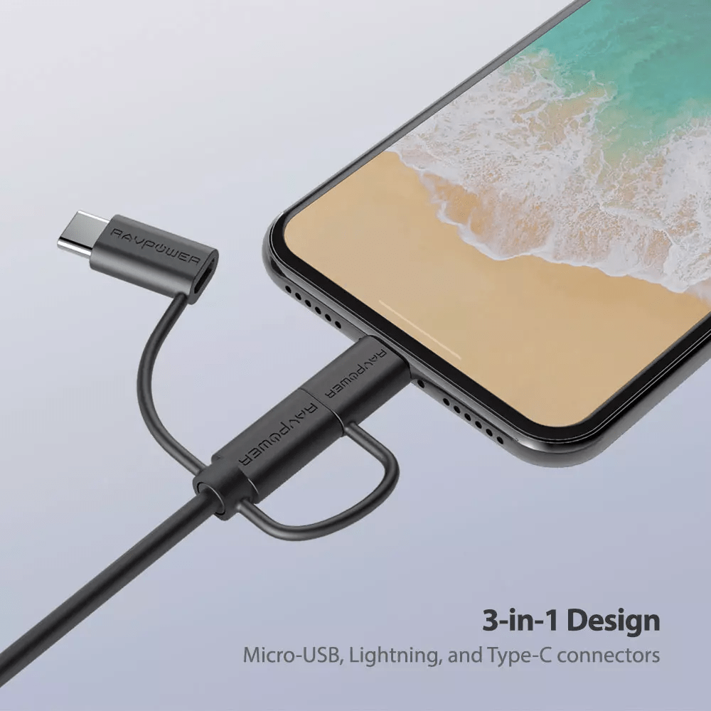 RAVPower RP-CB015 3 in 1 (Lightning - Micro - USB-C ) Cable&amp;Holder