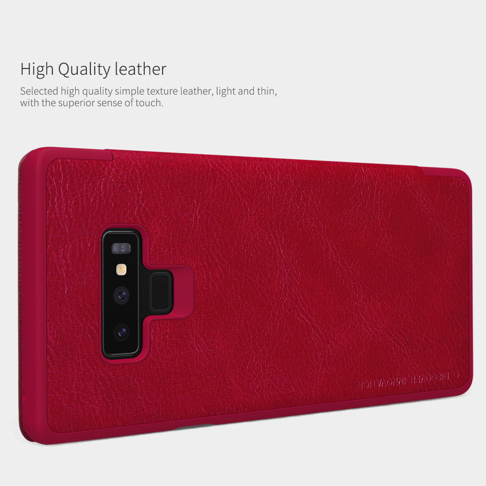 Qin Leather By Nillkin With Built-in Credit Card Slots For Note 9 – Red