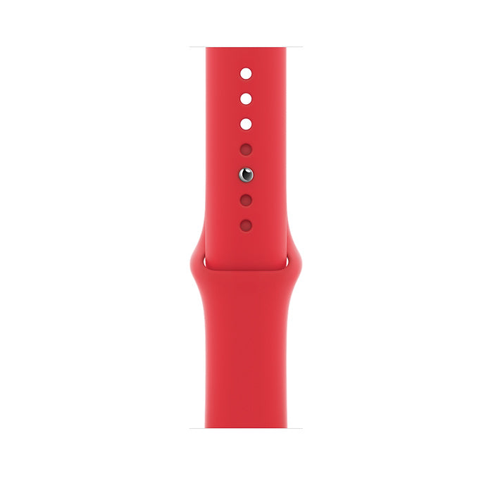 Apple Watch Series 6 GPS 44mm in red with matching red strap and red body, displayed on a white background.
