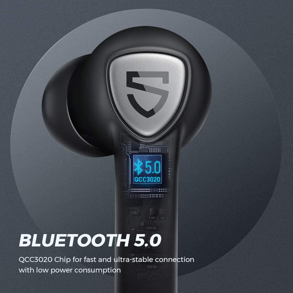 SoundPEATS TrueCapsule 2 TWS Earbuds, 4Mics, IPX5 QC3020 Chip - Black