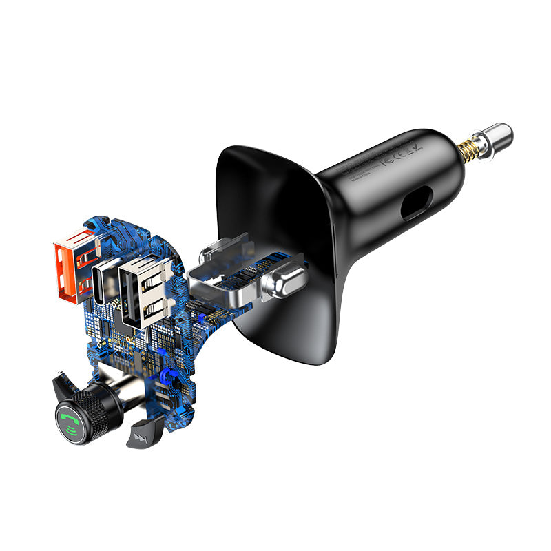 T typed شاحن سيارة بمنفذ ميمورى, راديو FM, بلوتوث, ازرار تحكم و مايك شحن سريع ( QC3 + PD )