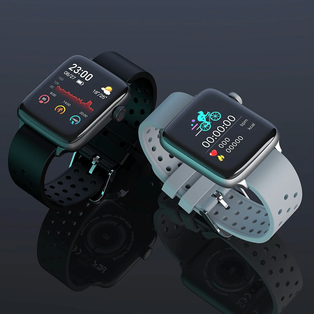 BlitzWolf BW-HL1Pro smart watch with 1.54-inch display, health and fitness tracker, black band, showing time and activity stats.