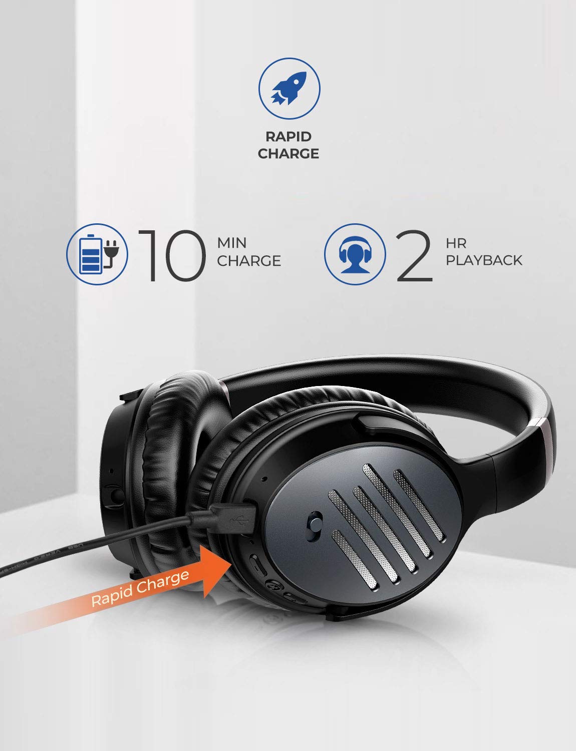 MPOW H16 Holo Active Noise-Cancelling Headphone Long Battery 30H Black