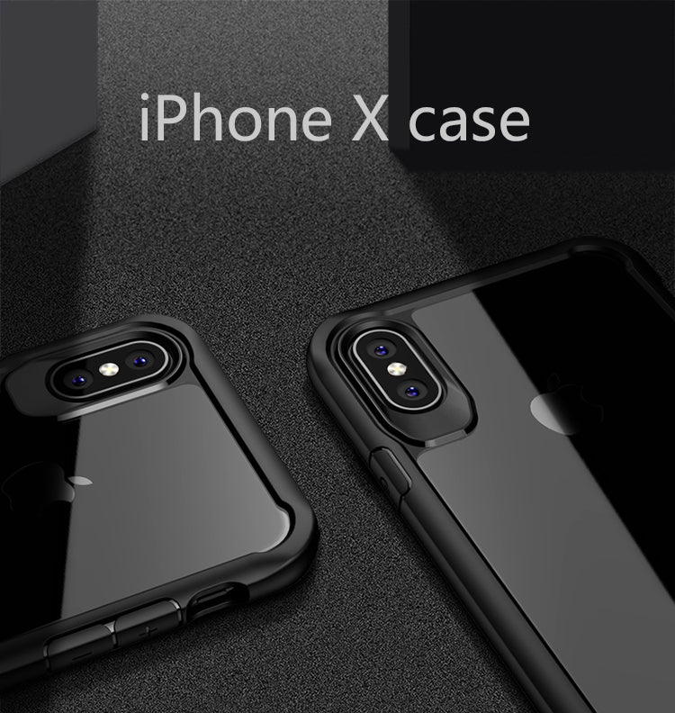 Gray iPaky bumper TPU case for iPhone X, showcasing transparent design and protective features against drops and scratches.