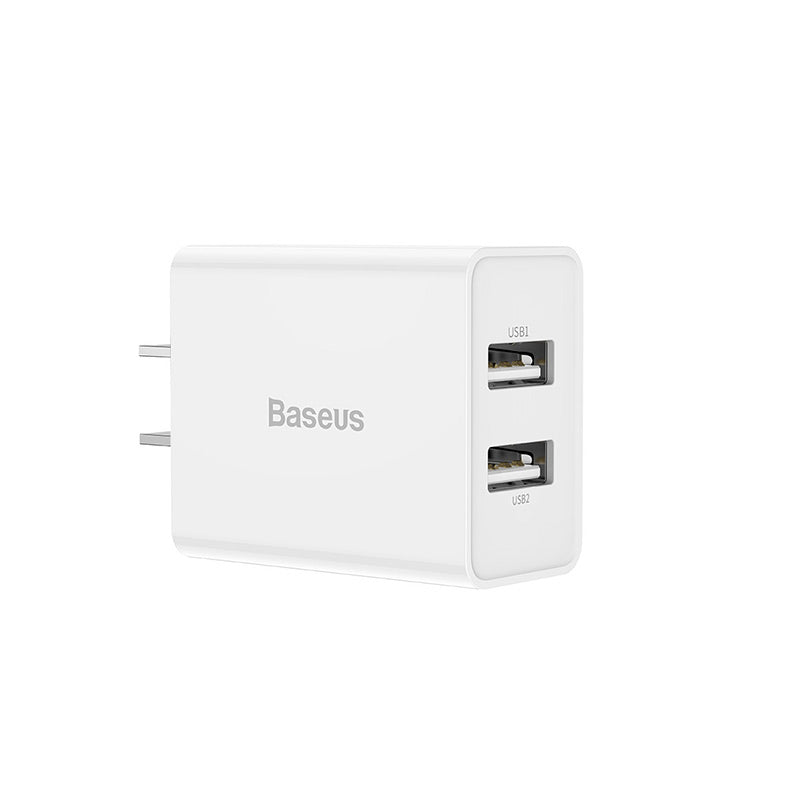 Baseus Speed Mini Dual USB Charger White + Magnetic Cable For iPhone