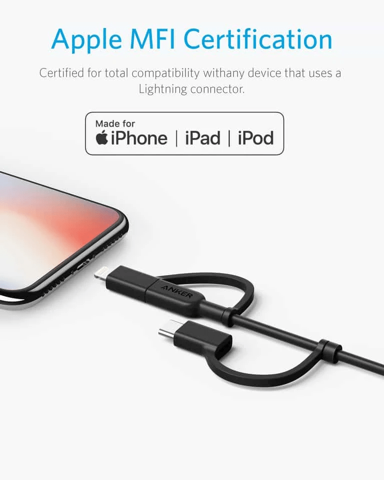 Anker PowerLine ll USB-C, Micro USB, Lightning Charging Cable