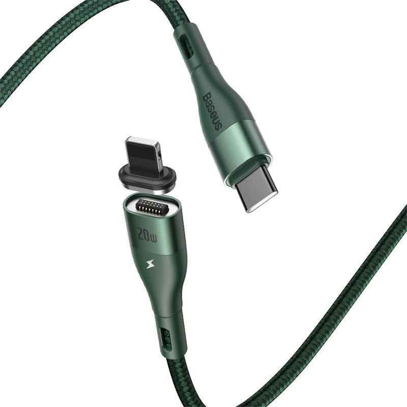 Baseus Zinc Magnetic Safe 20W PD Fast Cable Type-C To IP 1m - Green