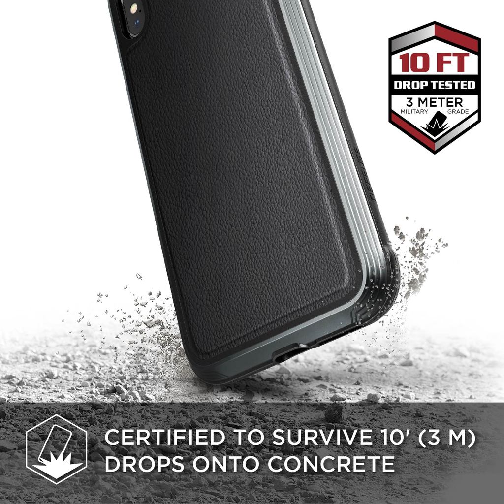 Defense Lux Leather By X-Doria For iPhone Xs Max Anti Shocks Case Up To 3M Black