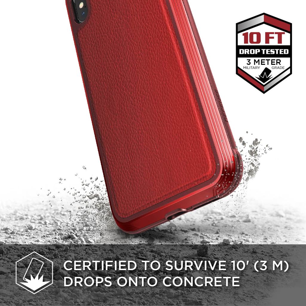 Defense Lux Leather By X-Doria For iPhone Xs Max Anti Shocks Case Up To 3M Red