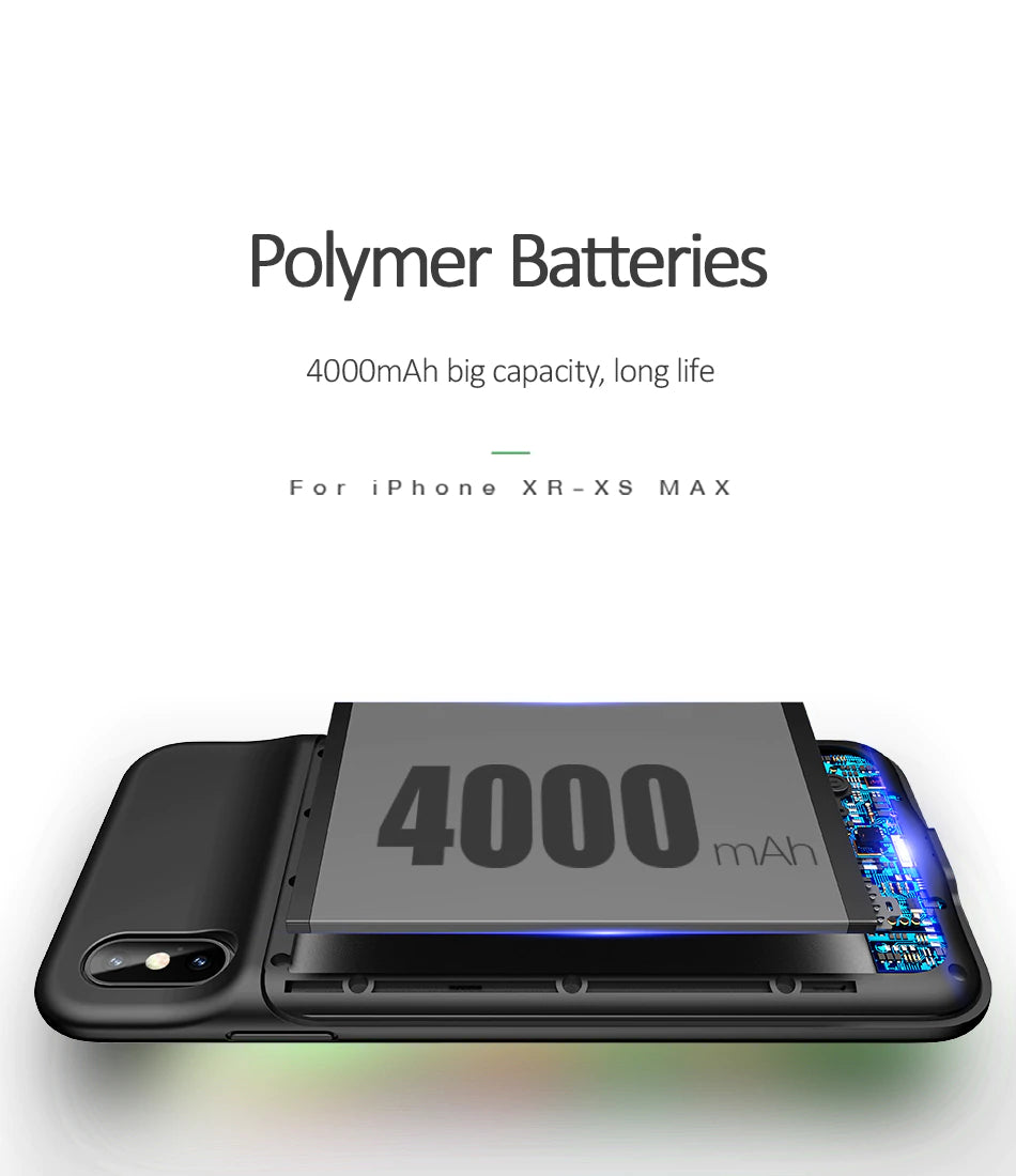 Usams 4000mAh Power Bank Case for iPhone Xs Max , Ultra Slim External Backup Battery