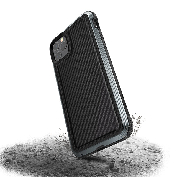Smartkoshk Defense Lux by Xdoria iPhone 11 Pro carbon anti-shock case with up to 3m drop protection, rugged and durable design.