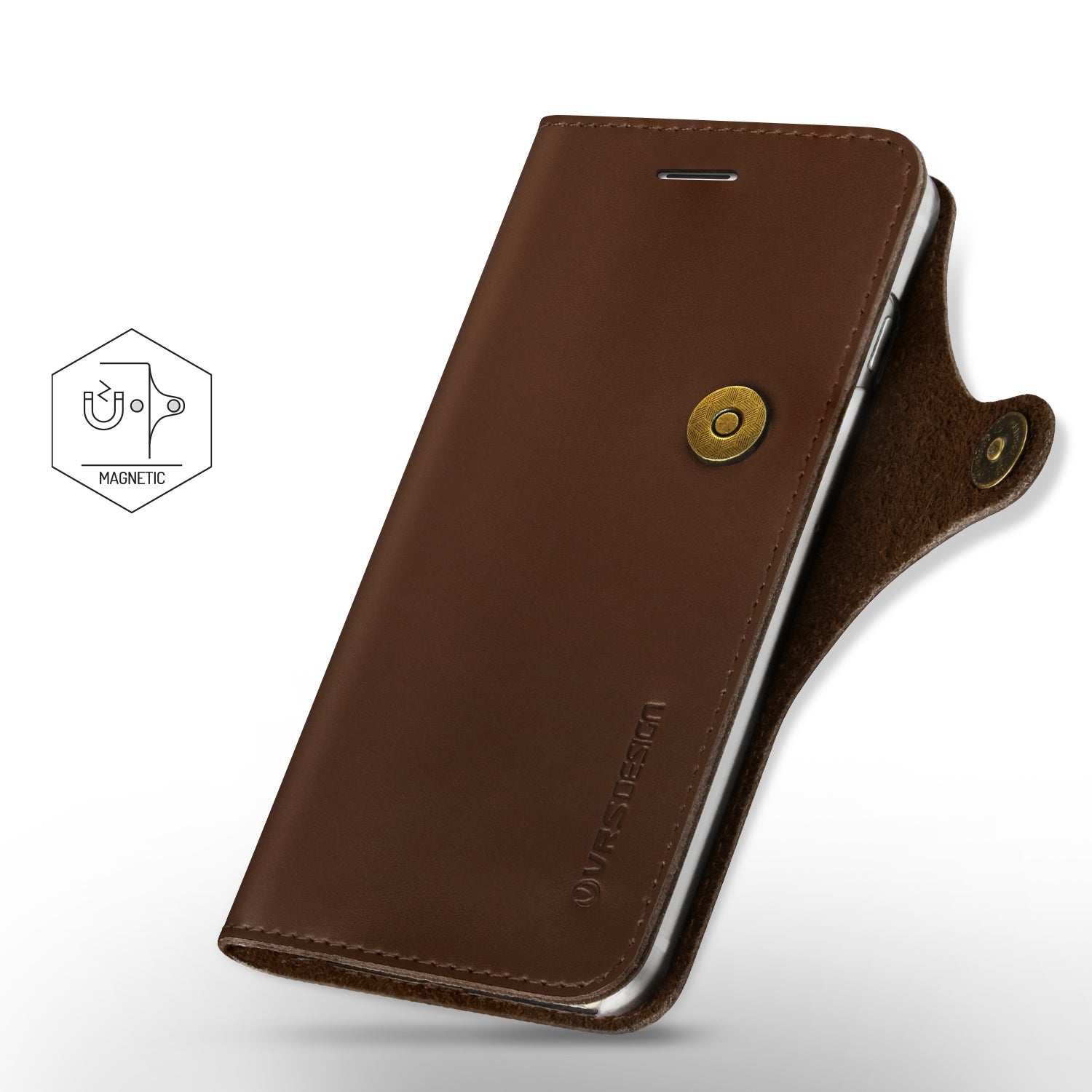 Native Diary Series Premium Natural Whole Leather Wallet with 3 Card Slots From VRS Design For iPhone 7 Plus Dark Brown