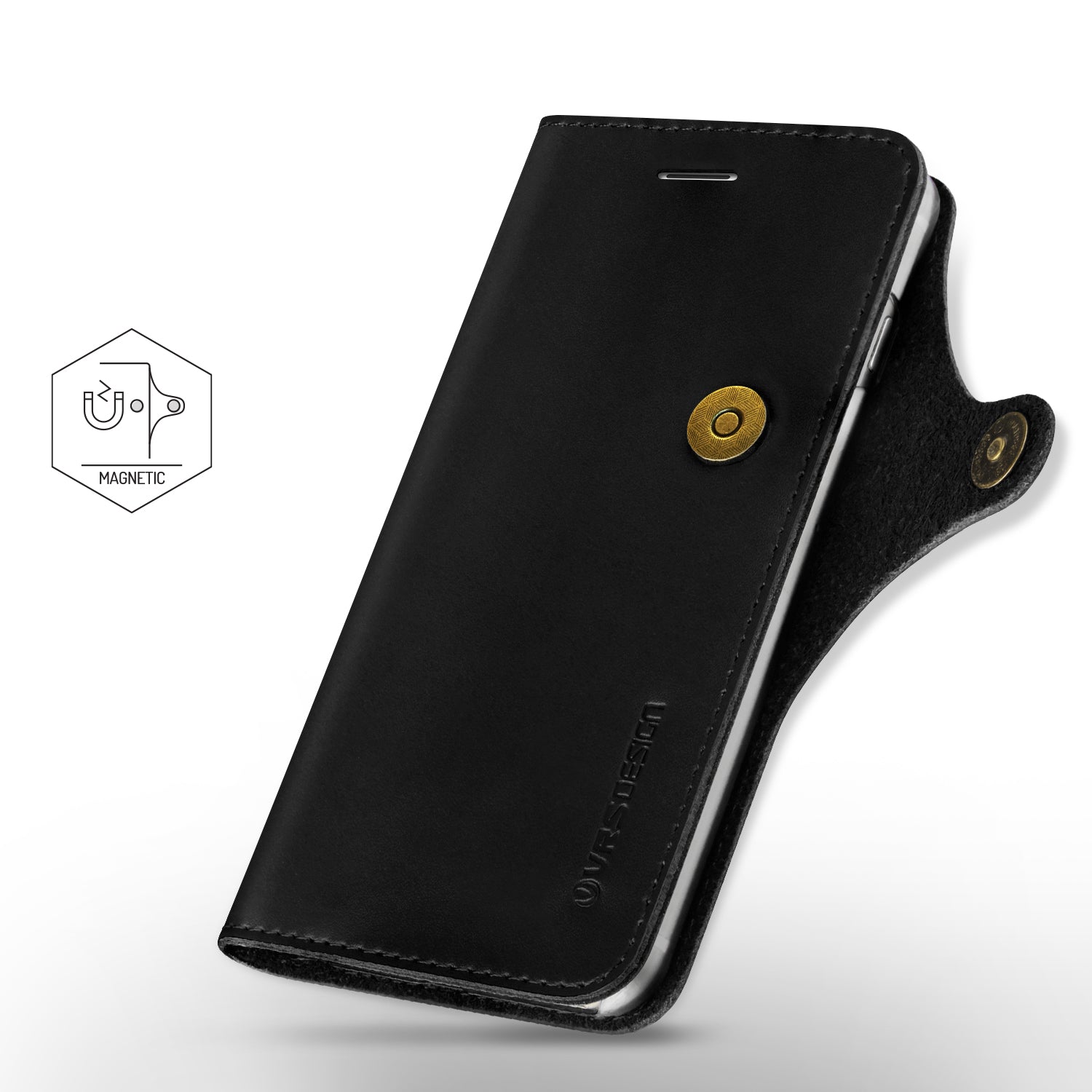 Native Diary Series Premium Natural Whole Leather Wallet with 3 Card Slots From VRS Design For iPhone 7 Plus Black