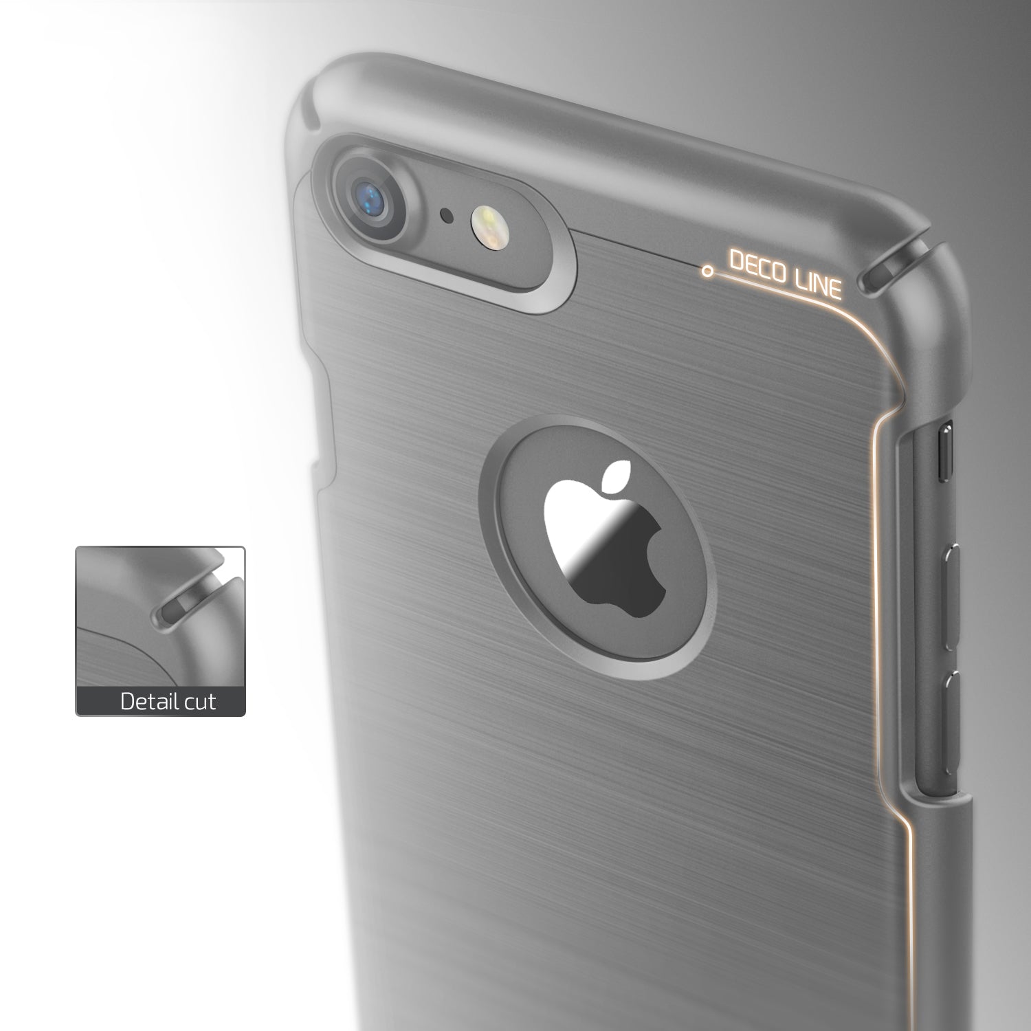 Smartkoshk Simpli Lite Series slim iPhone 7 Plus case in silver with a smooth finish and precise cutouts for buttons and camera.