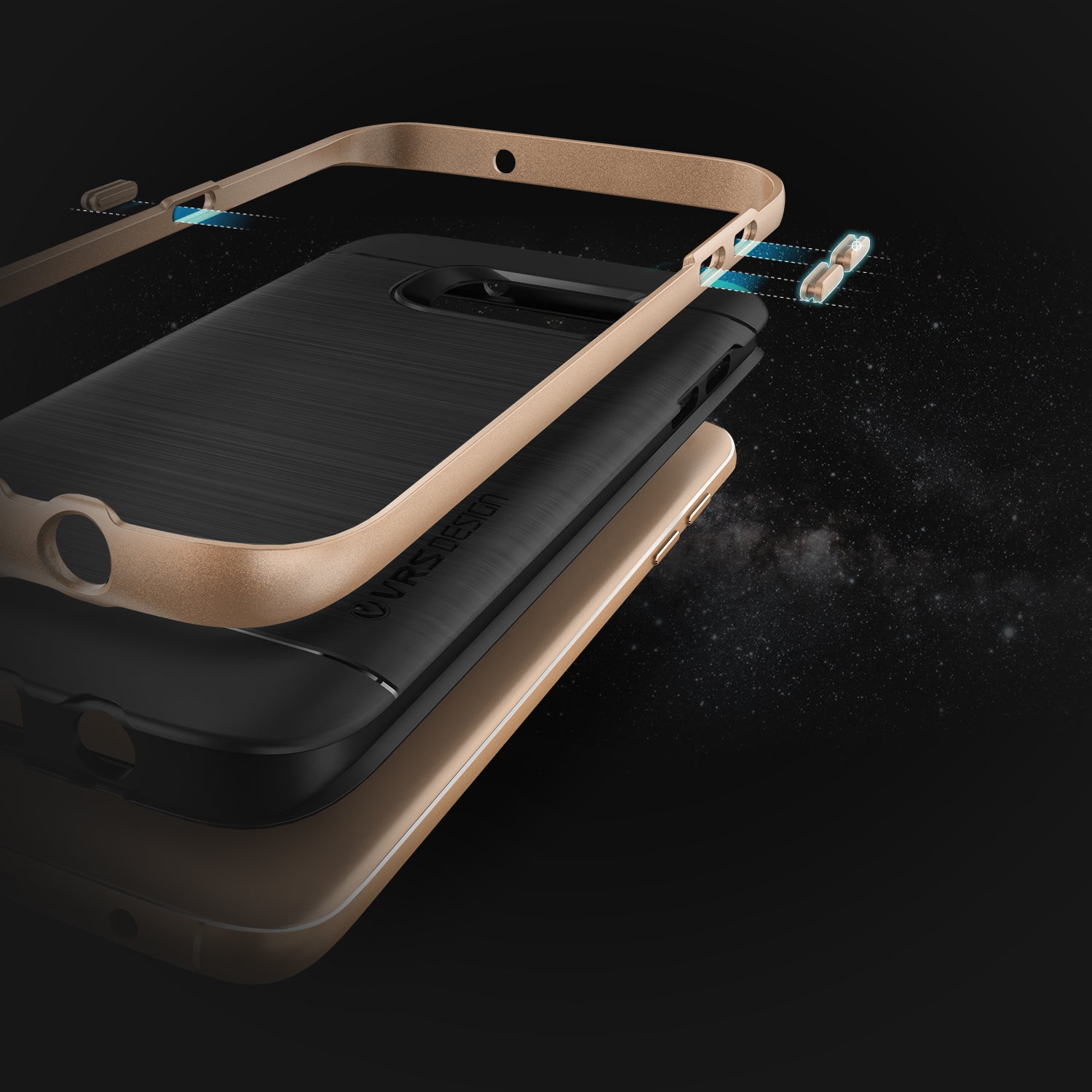 High Pro Shield Series Original From VRS Design Anti-shocks Case For S7 Edge Black / Gold