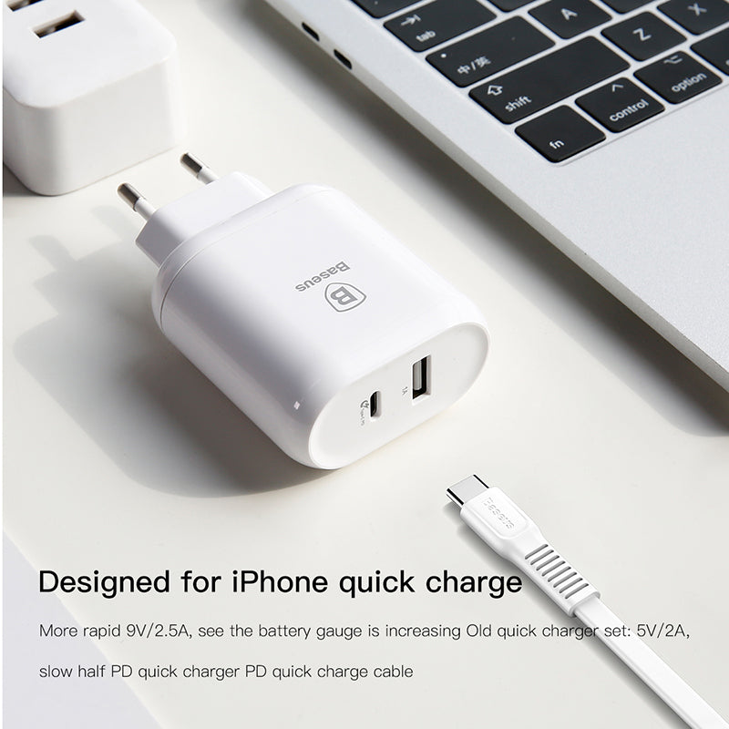 Baseus Bojure Series Type-C PD+U 32W Fast Charger For iPhone | White