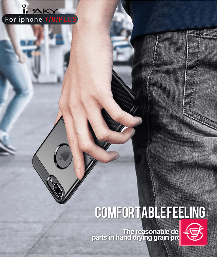 Blue iPaky Slim Anti-shock Case for iPhone 7P|8P showcased at an angle, highlighting its sleek design and protection features.