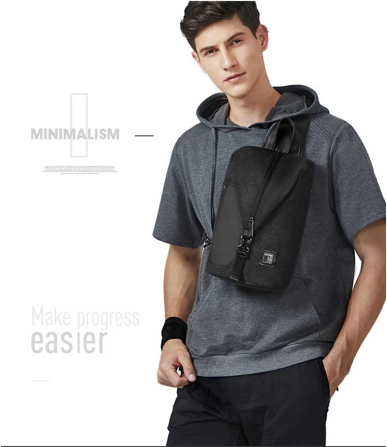 ARCTIC HUNTER Crossbody Waterproof Men Chest Bag Black