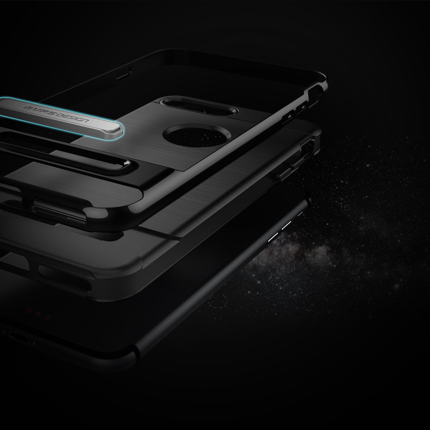 Black VRS Design High Pro Shield Series case for iPhone 7 Plus, featuring a durable three-layer anti-shock design.