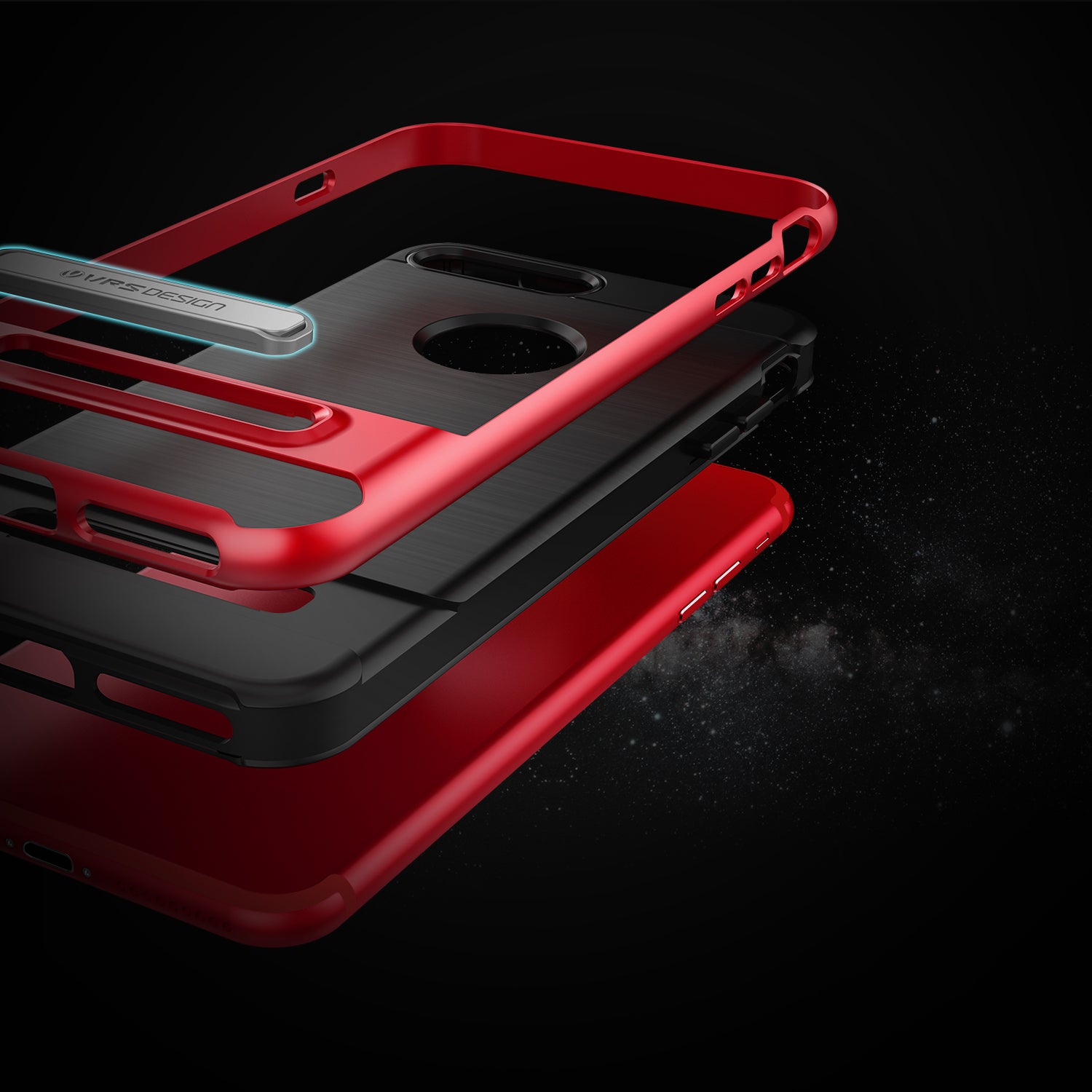 Smartkoshk High Pro Shield Series anti-shocks case for iPhone 7 in black and red with three-layer protective design.