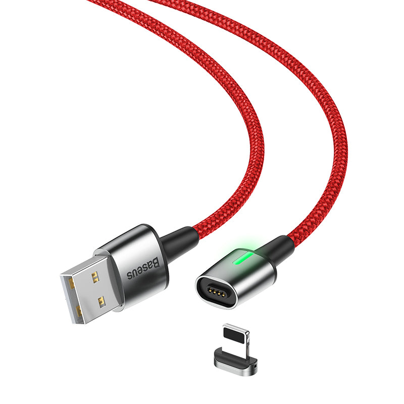 Baseus Zinc Magnetic Cable With Lamp USB For iP 2.4A 1m Red