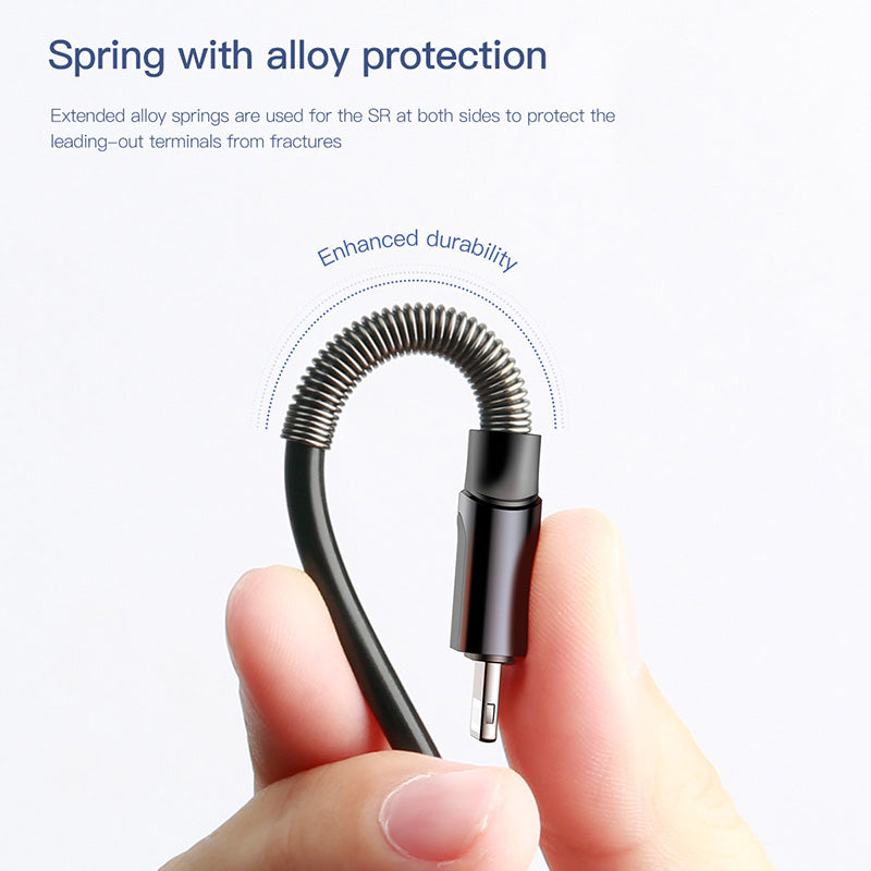 Spring By Baseus Flexible &amp; Space Saving Cable For iP 1.2m Black/Gold