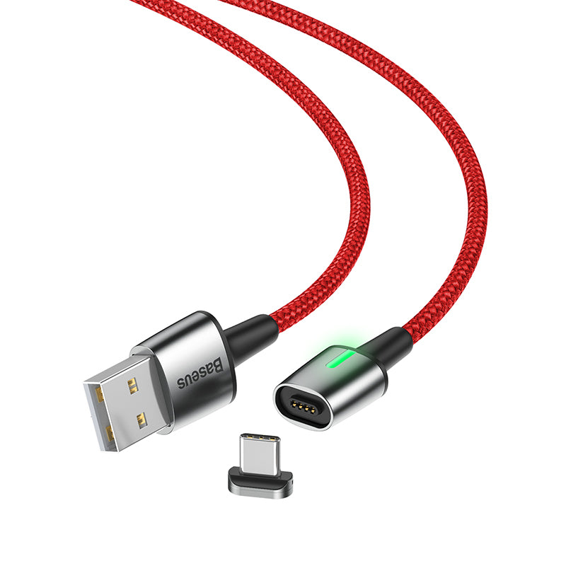 Baseus Zinc Magnetic Cable With Lamp USB For Type-C 1m Red