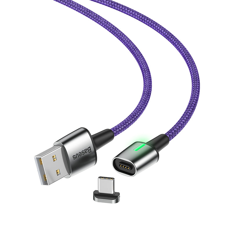 Baseus Zinc Magnetic Cable With Lamp USB For Type-C 1m Purple
