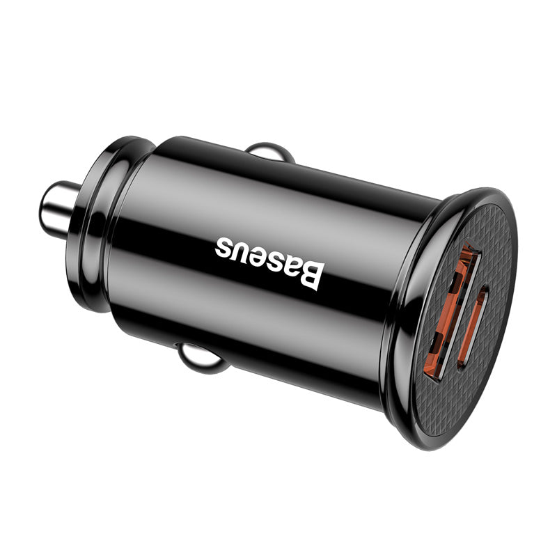 Smartkoshk circular car charger with dual USB ports and Type C PD, compact design for fast charging in vehicles.