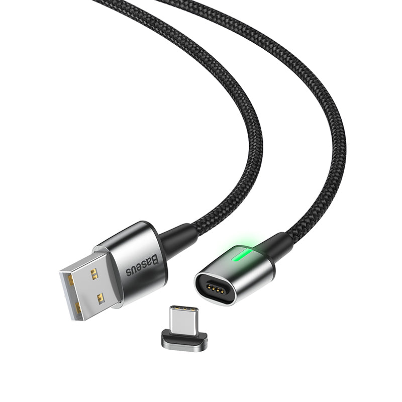 Baseus Zinc Magnetic Cable With Lamp USB For Type-C 1m Black