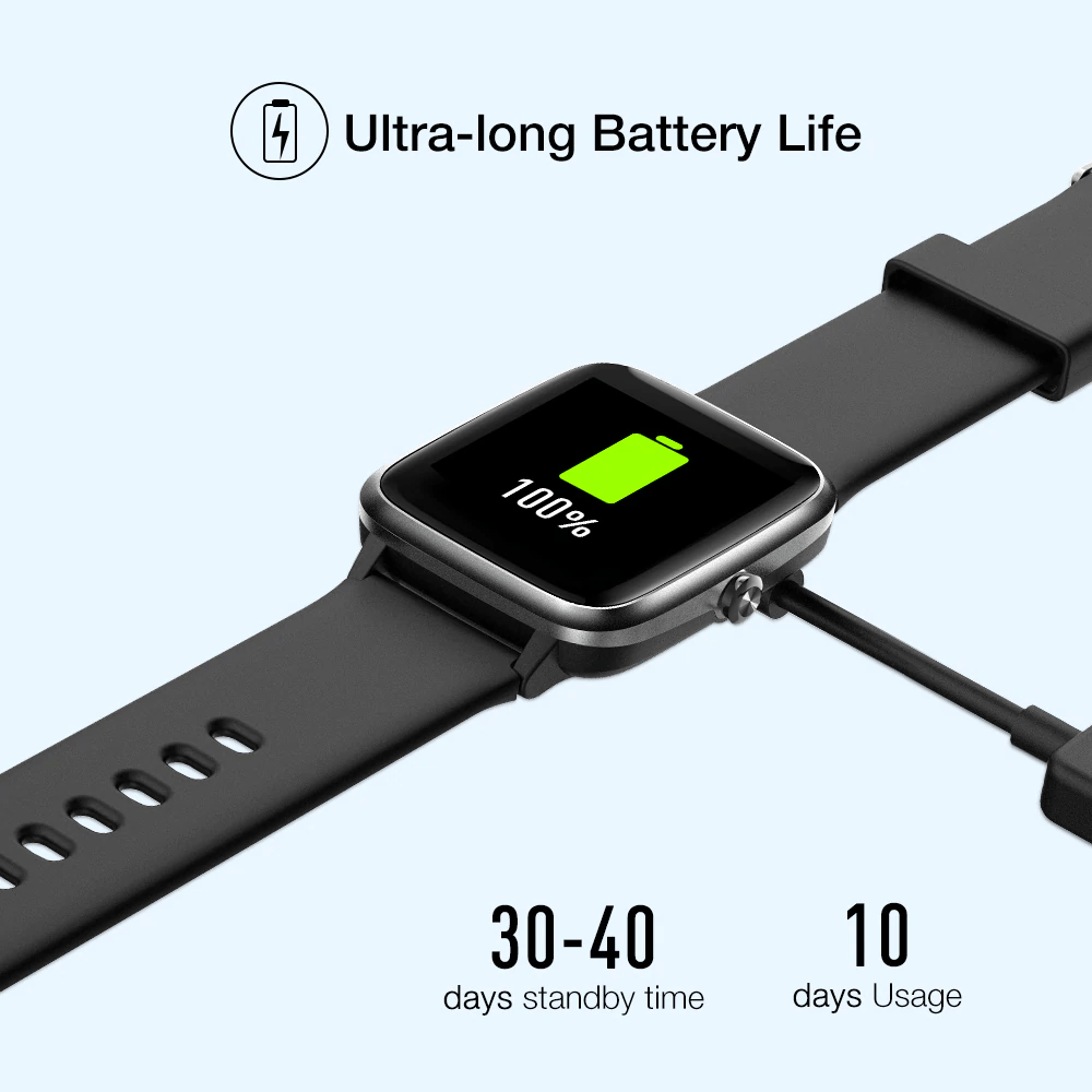 UMIDIGI Uwatch 3 full touch smartwatch with waterproof 50m and black band, featuring multiple sport modes.