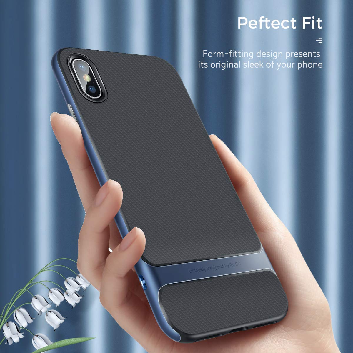 Royce Series By Rock Dual Layer Thin &amp; Slim Shockproof Case for iPhone Xs Max – Navy