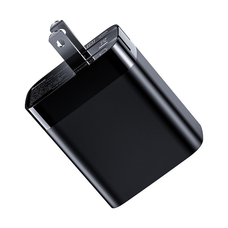 Baseus Mirror Lake Dual QC Digital Display quick Charger A+A Black