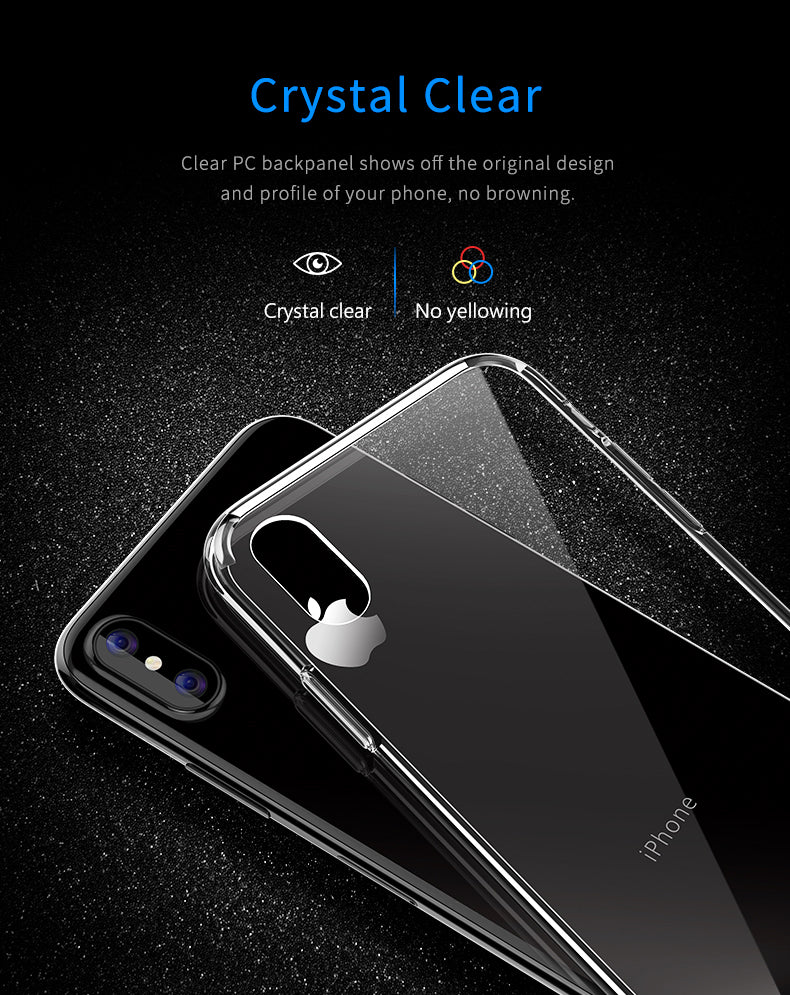 Pure Series By Rock Hard Back Case Bumper For iPhone X - Black Crystal frame