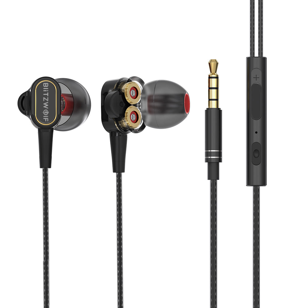 BlitzWolf® BW-ES4 Dual Graphene Dynamic Driver In-ear With Mic, iPX5