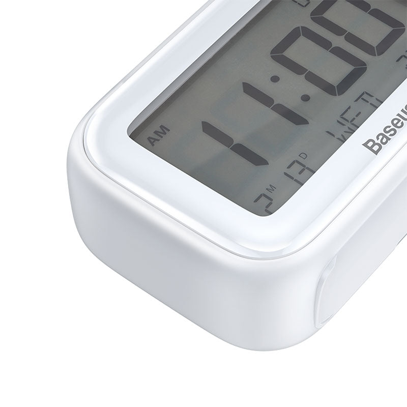 Smartkoshk Subai من بيسوس smart alarm clock with LCD display showing time, date, and temperature.